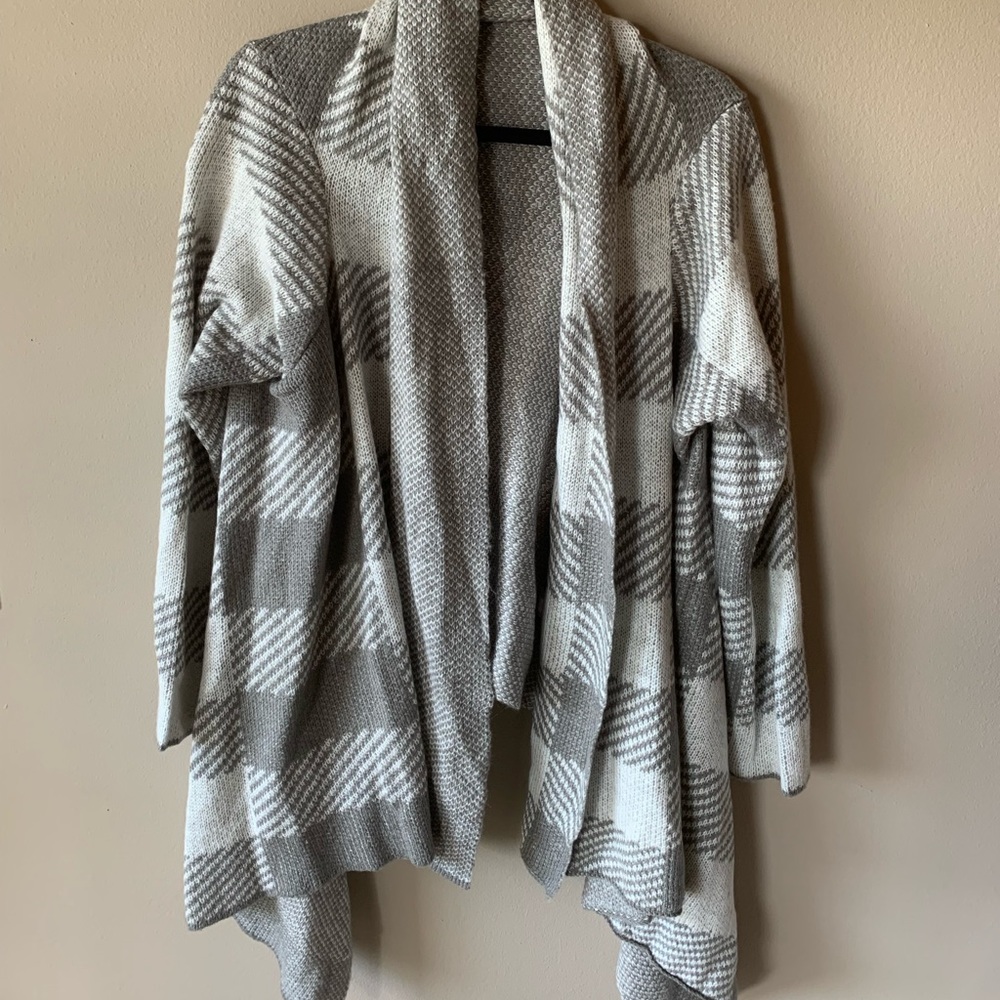 Plaid Open Front Cardigan Sweater